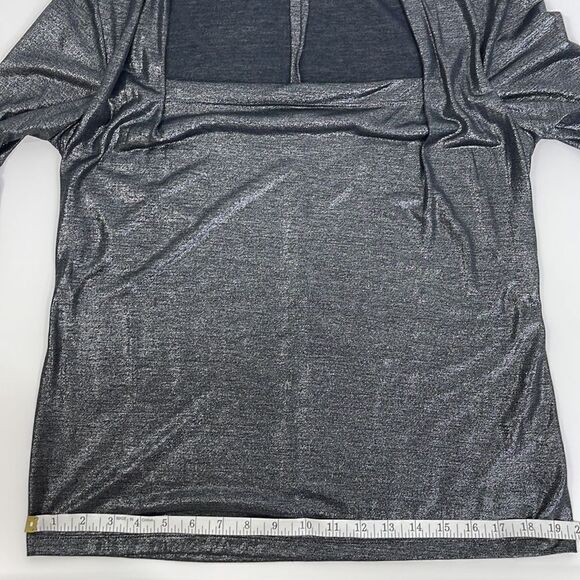 Lafayette 148 Giada Square Neck 3/4 Sleeve Top Metallic Size Small - Picture 14 of 14